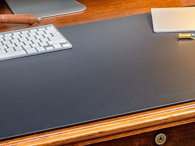 Leather Desk Mat, Custom Size Desk Pad, Desk Protector, Black Desk